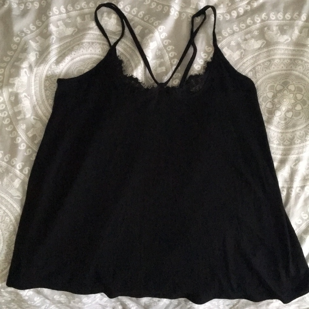 Black tank top with lace